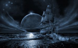 Free Moon and Ship wallpaper