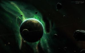 Universe and planets digital art wallpaper moons