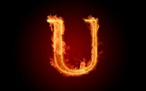 The fiery English alphabet picture U