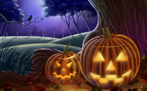 2 Jack-o-lantern Wallpaper - Halloween Art illustration
