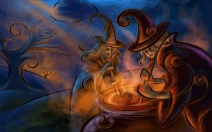 28 Halloween Witches picture - halloween art illustration