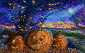 41 Jack-o-lantern Wallpaper - Halloween Art illustration