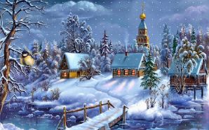 Free Christmas Village in a Snowy World wallpaper