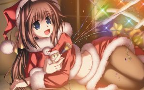 Free Cute Anime Girl in Christmas wallpaper
