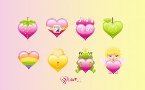 Free Colorful Cartoon Love Heart wallpaper