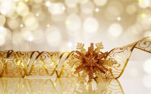 Christmas and Happy New Year - Golden ribbon