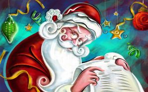 Merry xmas and Happy New Year - Santa reads the list