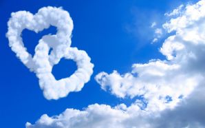 Happy Valentine's Day Hearts in Clouds