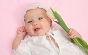 cute baby and flower