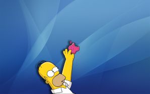 Apple Inc Wallpaper - Homer Eats Apple Donut