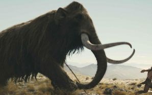 STEVEN STRAIT is being chased by a mammoth