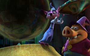 Mambo (voiced by Andy Dick) and Munk (voiced by Wallace Shawn) in HAPPILY N'EVER AFTER.
