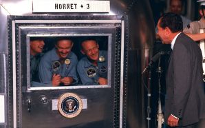President Nixon visits Apollo 11 crew in quarantine