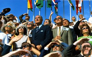 Spiro Agnew and Lyndon Johnson Watch the Apollo 11 Liftoff