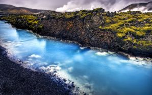 HDR Iceland Landscape The Blue Calcite Stream Near the Geothermal Event
