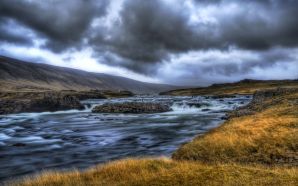 HDR Iceland Landscape Silent River and Deadly Storm