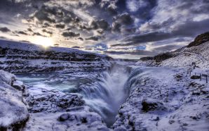 HDR Iceland Landscape The Waterfall Crevice