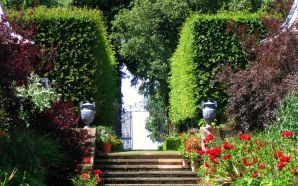The Famous Red Border at Hidcote in the Cotswolds O