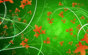 Free Autumn Leaves in Green Background wallpaper