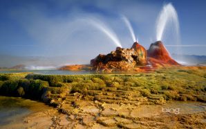Geysers erupt in the Black Rock Desert in Nevada