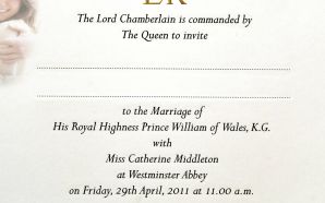 Prince William and Catherine Middleton Wedding Invite