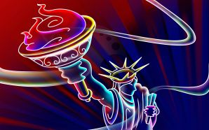 Neon wallpaper - 3D Neon Lady Liberty (WDS)
