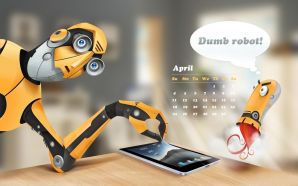 Dumb Robot April Calendar Wallpaper