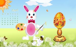 Rabbit April Calendar Wallpaper