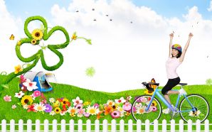 Beautiful picture with cartoon background
