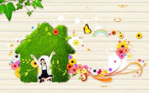 Beautiful picture with cartoon background