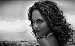 Halle Berry  black and white