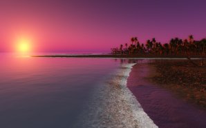 Digital Coastal Beach Sunset